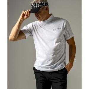 リュクスエイケイエムプラス LUXEAKMPLUS(リュクスエイケイエムプラス)ゴルフ ロゴパターン半袖モックネックTシャツ【ゴルフ】 （ホワイト）