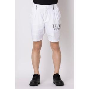 リュクスエイケイエムプラス LUXEAKMPLUS ゴルフ サイドロゴ小花柄ハーフパンツ（ホワイト）