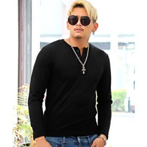 ラグスタイル LUXSTYLE スラブヘンリーネック長袖Tシャツ/ロンT メンズ ヘンリーネック 長...