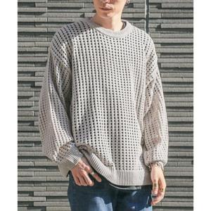 ラグスタイル LUXSTYLE 7Gメッシュ編みクルーネックニット/ニット メンズ レディース メッ...