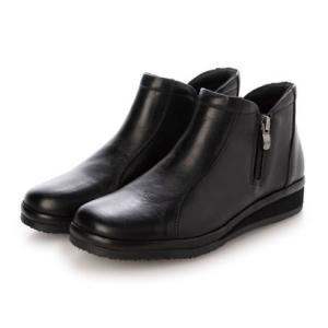 ミラスポーツ Milla sports ソフトレザー 4E フラットソール ダブルファスナー カジュアルシューズ （ブラック）