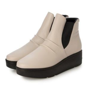 ミラスポーツ Milla sports 脱ぎ履きラクラク♪ 柔らかレザー シャーリング 厚底サイドゴアブーツ大人の足元に寄り添う、上品なシャーリングブ