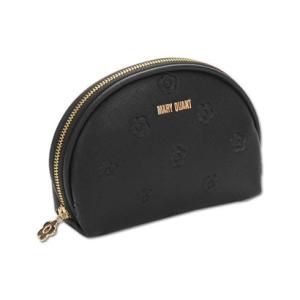 マリークワント MARY QUANT シンプルエンボスデイジーラウンドポーチ （ブラック）