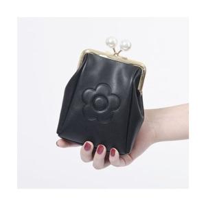 マリークワント MARY QUANT エンボスデイジーパール ガマ口マルチポーチ （ブラック）