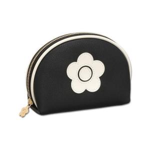 マリークワント MARY QUANT エナメルアイコンデイジーパッチ ラウンドポーチ （ブラック）