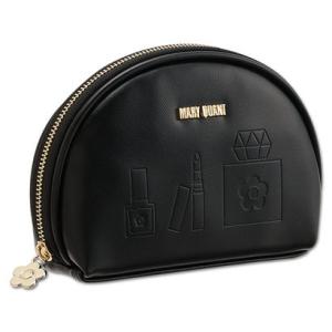 マリークワント MARY QUANT エンボスコスメ ラウンドポーチ （ブラック）