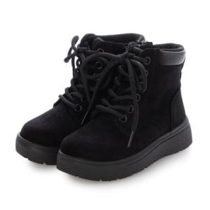 MADFOOT! マッドフット キッズ 厚底レースアップブーツ【幅広3E】カジュアルブーツ 252002 ブラック/ブラック