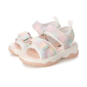 MADFOOT! マッドフット キッズ ダブルベルトキラキラスポーティーサンダル 2本ストラップ 子供靴 261001 ホワイト/ピンク
