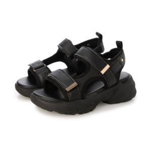MADFOOT! マッドフット キッズ ダブルベルト厚底スポーティーサンダル【軽量】2本ストラップ 子供靴 261003 ブラック/ブラック