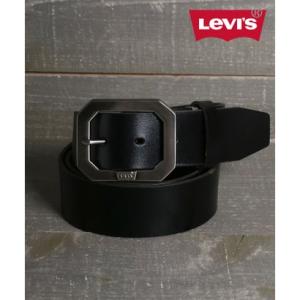 【Levi's/リーバイス】40mm 本革 バットウイングロゴ スクエアレザーベルト メンズ ベルト レザー
