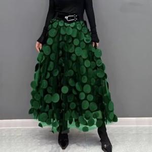 メゾンドラティール maison de LATIR ドットモチーフシフォンスカート （グリーン）