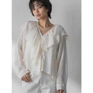 メイソングレイ MAYSON GREY ラスターラミーカルゼラッフルカラーブラウス （ホワイト）