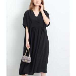 マーサ MARTHA カシュクールネックワイドワンピース （ブラック）