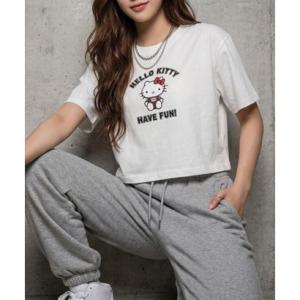 ミージェーン me Jane HELLO KITTYプリントショート丈Tシャツ （オフホワイト）