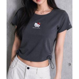 ミージェーン me Jane HELLO KITTY サイドドロストリブ半袖Tシャツ （チャコールグ...