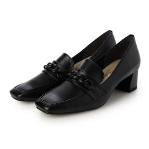 メタルルージュ Metal Rouge 【Made in Japan】チェーンビット付 スクエアトゥローファーパンプス MR5440 （ブラック）