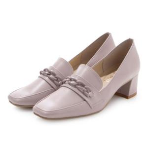 メタルルージュ Metal Rouge 【Made in Japan】チェーンビット付 スクエアトゥローファーパンプス MR5440 （ピンク）