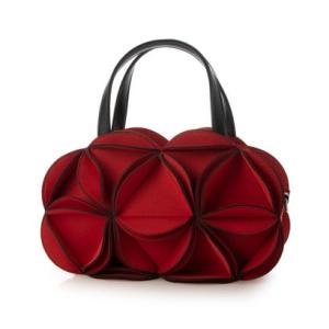 ミオオッジ MIOOGGI 柔らか素材 ネオプレン 3Dフラワーブーケ2WAYミニ手提げ （レッド）