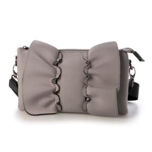 ミオオッジ MIOOGGI ネオプレンフリルお財布機能付きポシェット （ライトグレー）