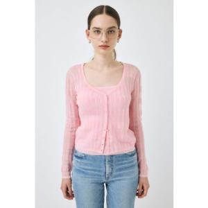 SHEER BORDER カーディガン PNK