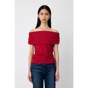 SHEER OFF SHOULDER トップス RED
