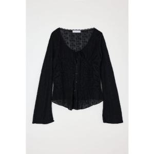 SHIRRING LACE トップス BLK