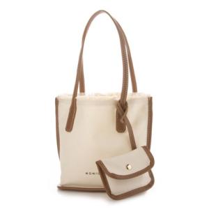 モニカ ポーチ付き キャンバスミニトート キャメル MONICA