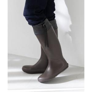 メヌエ Menuei シューズバッグ付き 折りたためるロングレインブーツ （ダークブラウン）