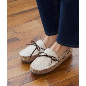 モーイモーイ mooimooi 撥水リボン甲深モカシン （3221ベージュボア甲深SD）