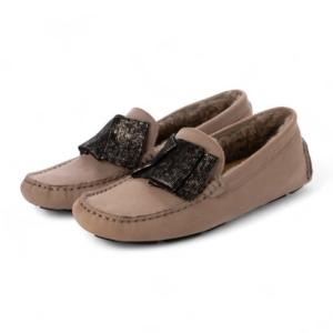 モード エ ジャコモ ディッシィ MODE ET JACOMO D'ICI ドレープモチーフモカシンシューズ （オークヌバック）