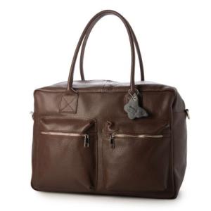 モードフルーレ MODE FOURRURE イタリアンカーフフロント2ポケット付トートバッグ （ダークブラウン）