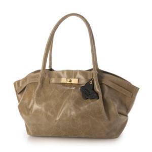 モードフルーレ MODE FOURRURE イタリアンカーフフロント金具付トートバッグ （グレージュ）