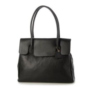 モードフルーレ MODE FOURRURE イタリアンカーフフラップ付トートバッグ （ブラック）