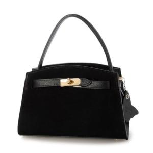 モードフルーレ MODE FOURRURE イタリアンカーフフロント金具付ハンドバッグ （ブラック）