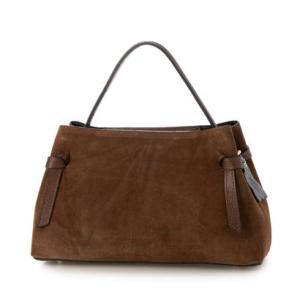 モードフルーレ MODE FOURRURE イタリアンカーフノットハンドル台形バッグ （ブラウン）
