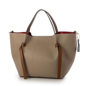 モードフルーレ MODE FOURRURE イタリアンカーフバイカラートート （グレージュ）