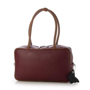 モードフルーレ MODE FOURRURE イタリアンカーフスクエアボストンバッグ （ワイン）