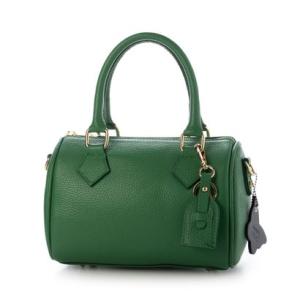 モードフルーレ MODE FOURRURE イタリアンカーフチャーム付ミニボストンバッグ （グリーン）