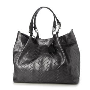 モードフルーレ MODE FOURRURE イタリアンカーフV字型押トートバッグ （メタル）