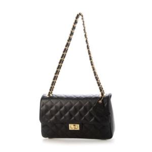 モードフルーレ MODE FOURRURE イタリアンカーフキルティングショルダーバッグ （ブラック）