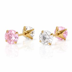 ノエルマーケット Noelmarket 選べるカラーストーンの両面2WAYピアス【サージカルステンレス316L／金属アレルギー対応】 （ベビーピンク）