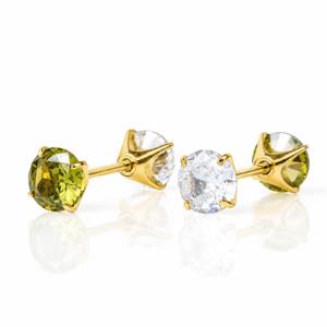 ノエルマーケット Noelmarket 選べるカラーストーンの両面2WAYピアス【サージカルステンレス316L／金属アレルギー対応】 （オリーブ）