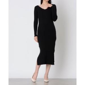 ナチュアンドダイアリー Nachu & Diary Vネックニットワンピース ワンピース （ブラック）