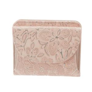 ノーブランド No Brand アルカン 1411674 クレア レザーパールフラワー 二つ折り札入れ （44.ピンク）