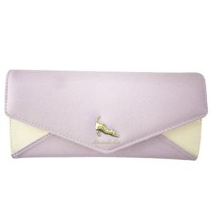 ノーブランド No Brand 長財布 V字 ビジュー レター プレート 猫 （JW0171.伸び猫L（LV））