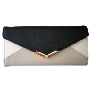 ノーブランド No Brand 長財布 V字 ビジュー レター プレート 猫 （JW0298.V字B（BK））