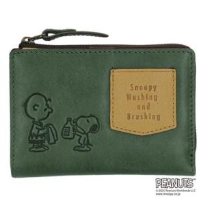 バックヤードファミリー BACKYARD FAMILY PEANUTS Washing 二つ折り財布 （GREEN）