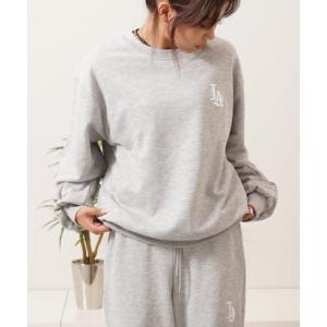 ワンフォークロージング 1111clothing LA ロゴ刺繍 ルーズ スウェット （GRAY）