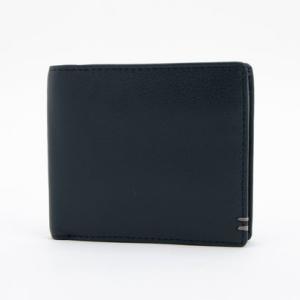 ノーブランド no brand 姫路レザー中ベラ折財布 牛革 （ネイビー）