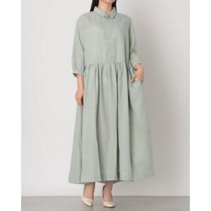 オイチ oichii ギャザー切替ワンピース シャツワンピース （オパールグリーン）